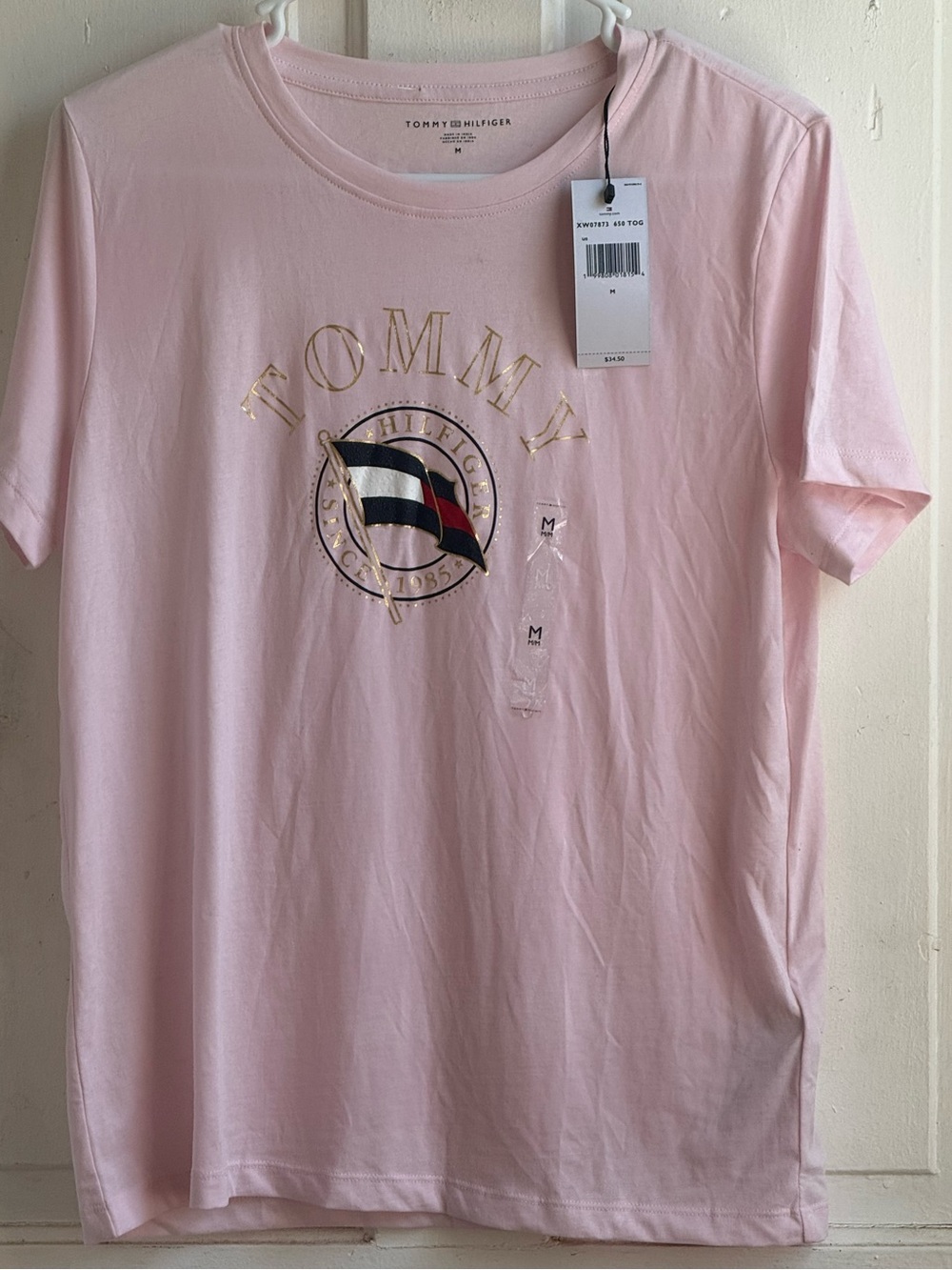 Tommy Hilfiger Light Pink Crew Tee w/ Gold Accents
